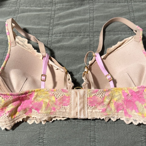Aerie Floral Lace Bra - Pink and Yellow - Picture 2 of 4